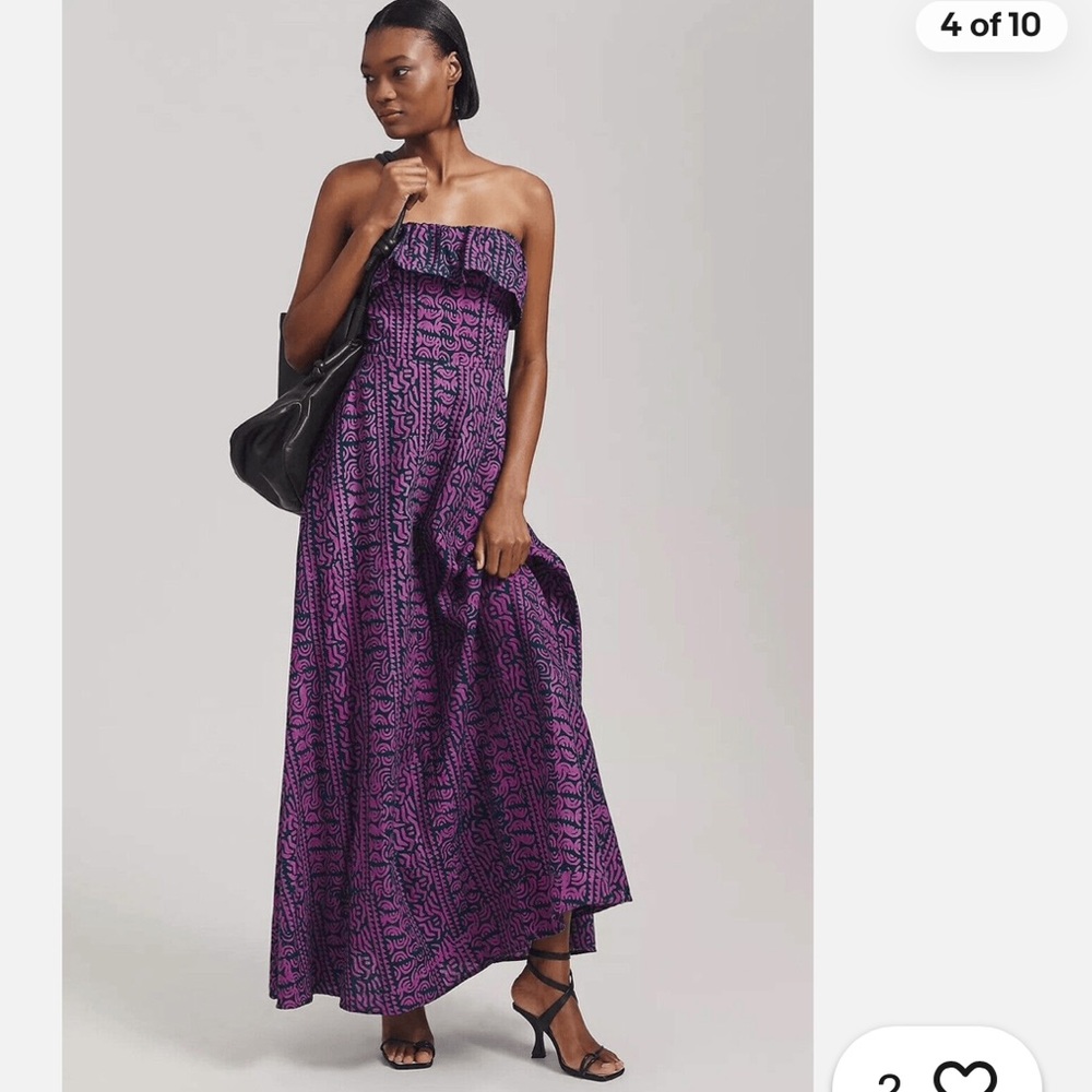 NWT Anthropologie Kahindo strapless ruffled Maxi dress - Picture 3 of 9